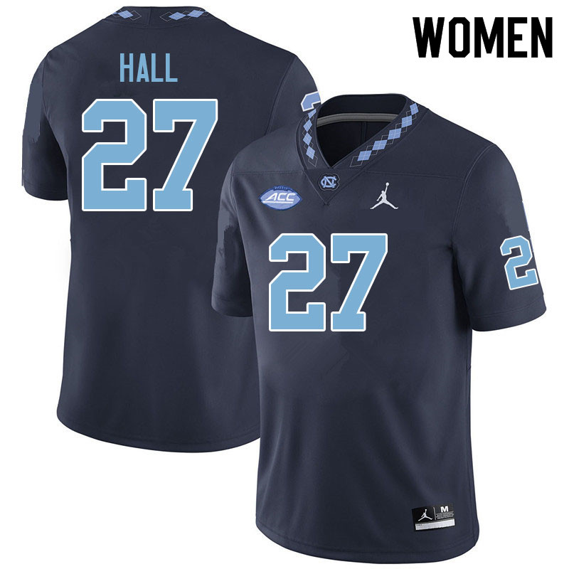 Women #27 Michael Hall North Carolina Tar Heels College Football Jerseys Sale-Navy